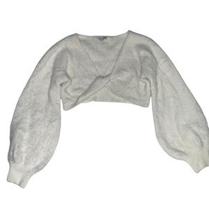 Fashion Nova Cream Textured cropped Sweater